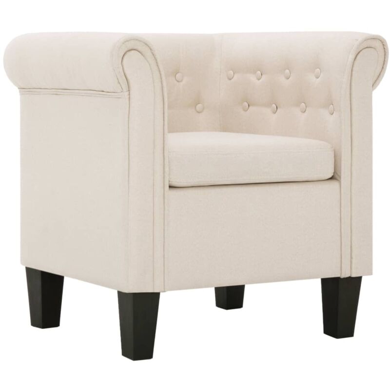 Fauteuil avec coussin Crème Tissu Fauteuil avec coussin Crème Tissu