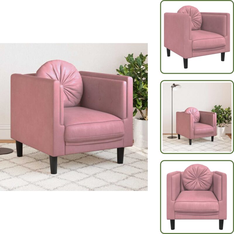 Fauteuil avec coussin rose velours - Fauteuil Rose - Fauteuil Velours - Chaise Relaxante - Meuble Salon - Décoration Intérieur
