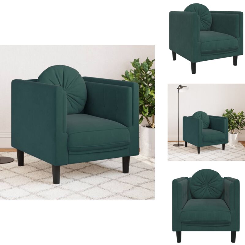 Fauteuil avec coussin vert foncé velours - Fauteuil Velours - Fauteuils Confortables - Canapé Design - Décoration Intérieur - Meuble Salon