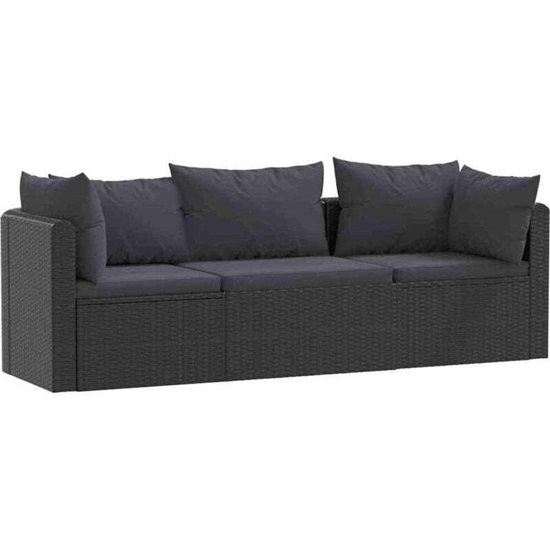 Canap&eacute;s de jardin 3 pcs avec coussins R&eacute;sine tress&eacute;e Noir Vidaxl n/a