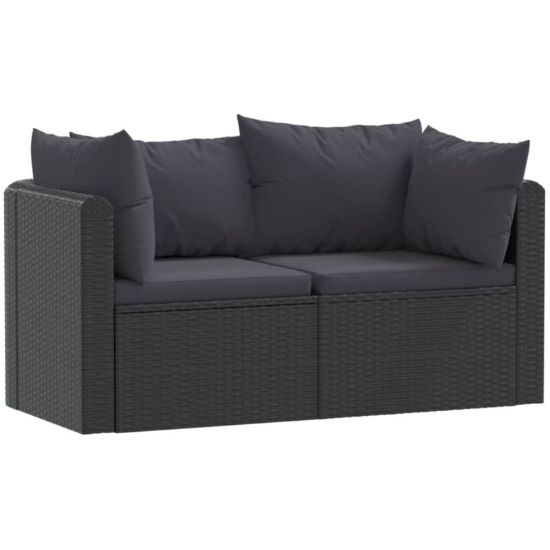 Vidaxl – Canapé de jardin 2 pcs en résine tressée noire – Coussins épais – Structure en acier laqué – Dimensions 72x72x63 cm – Pieds réglables