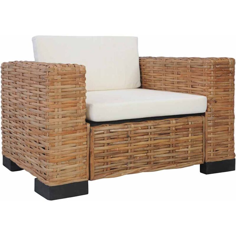 Fauteuil avec coussins Rotin naturel