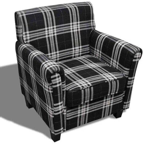 Fauteuil avec coussins, tissu noir