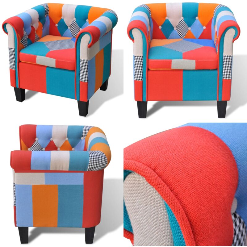 Vidaxl - Fauteuil avec design de patchwork Tissu - fauteuil - fauteuils - Home & Living - Multicolore