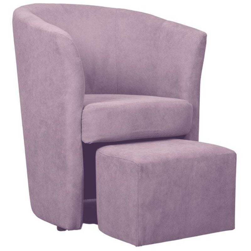 Fauteuil avec ottoman en tissu rose antique - Djerba