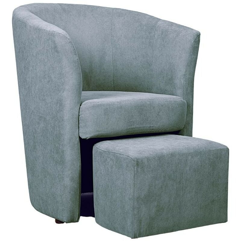 Toscohome - Fauteuil avec pouf en tissu gris clair - Djerba