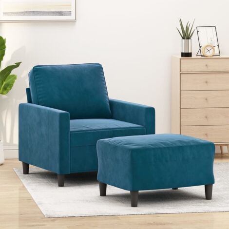 Fauteuil avec repose-pied-Chaise de relaxation-Fauteuil Relax Bleu 60 cm Velours 231368