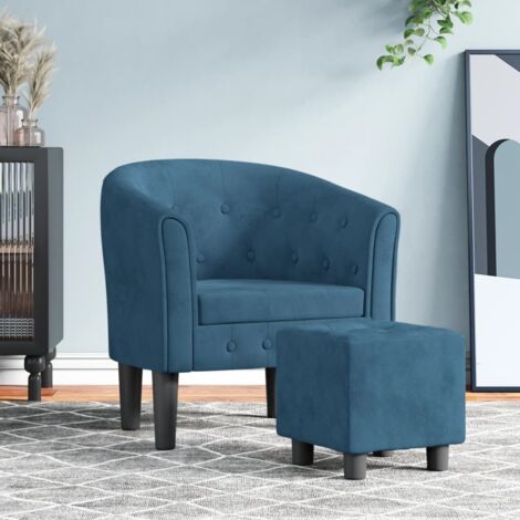 Fauteuil avec repose-pied-Chaise de relaxation-Fauteuil Relax bleu foncé velours 217063