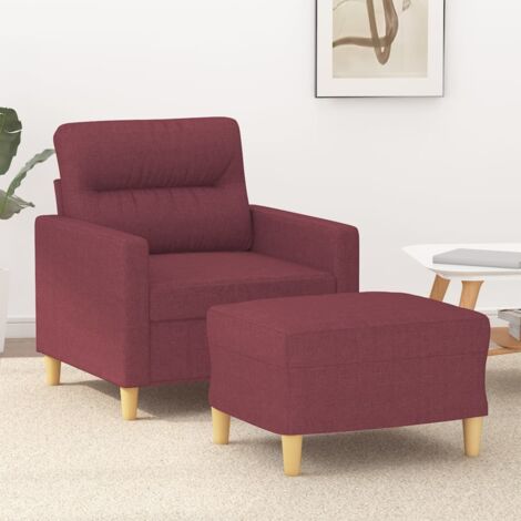 Fauteuil avec repose-pied-Chaise de relaxation-Fauteuil Relax Rouge bordeaux 60 cm Tissu 259076