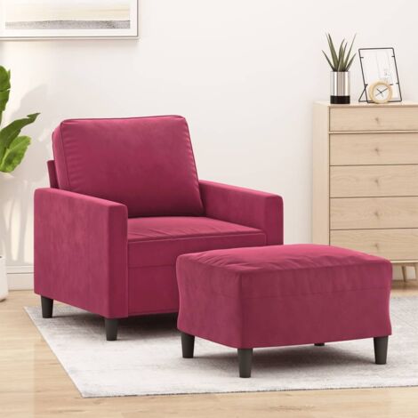 Fauteuil avec repose-pied-Chaise de relaxation-Fauteuil Relax Rouge bordeaux 60 cm Velours 775618