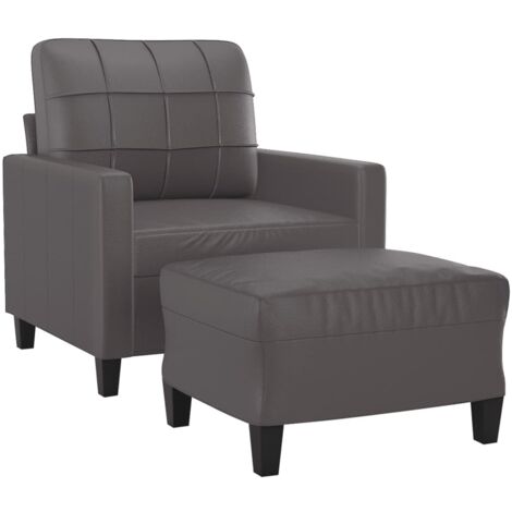 Fauteuil avec repose-pied Gris 60 cm Similicuir vidaXL