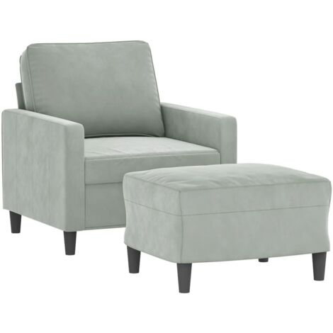 Fauteuil avec repose-pied Gris clair 60 cm Velours vidaXL