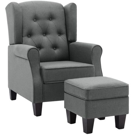 Fauteuil avec repose-pied Gris clair Tissu