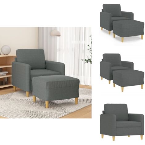Fauteuil avec repose-pied Gris foncé 60 cm Tissu - Fauteuil Relax - Chaise Confort - Canapé Modulaire - Meuble Salon - Décoration Intérieur