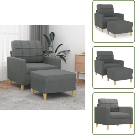 Fauteuil avec repose-pied Gris foncé 60 cm Tissu - Fauteuil Relax - Chaise Confort - Canapé Modulaire - Mobilier Salon - Décoration Intérieur