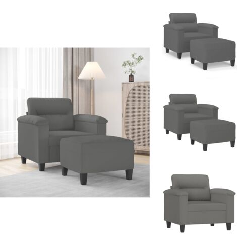 Fauteuil avec repose-pied Gris foncé 60 cm Tissu microfibre - Fauteuil Relaxant - Chaise Confort - Canapé Modulaire - Meuble Salon - Décoration Intérieur
