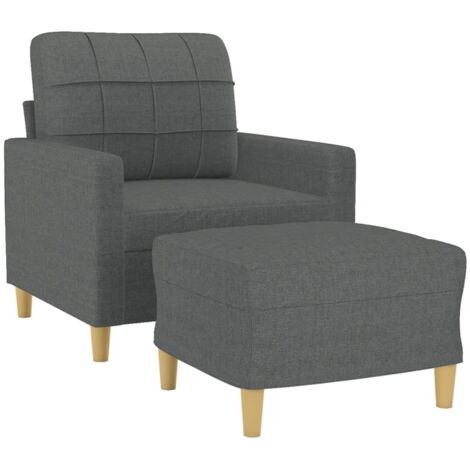 Fauteuil avec repose-pied Gris foncé 60 cm Tissu vidaXL