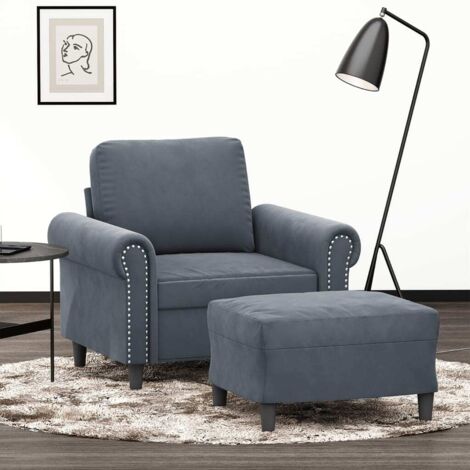 Fauteuil avec repose-pied Gris foncé 60 cm Velours vidaXL