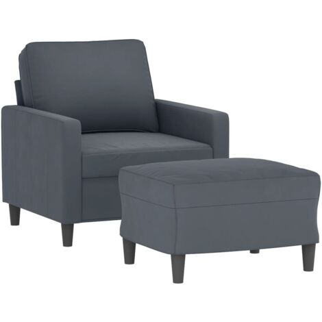 Fauteuil avec repose-pied Gris foncé 60 cm Velours vidaXL