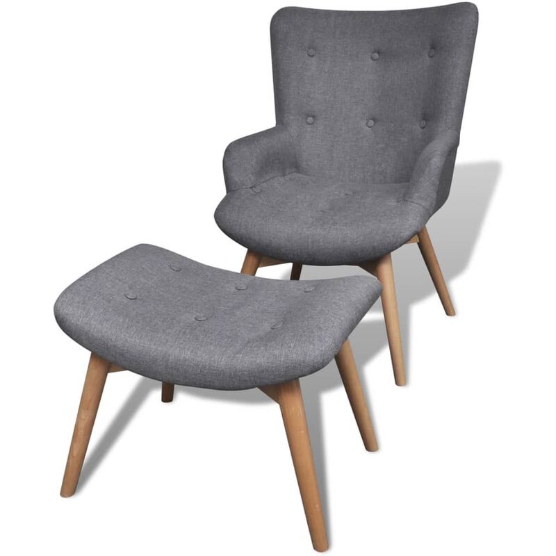 Fauteuil avec repose-pied Gris Tissu