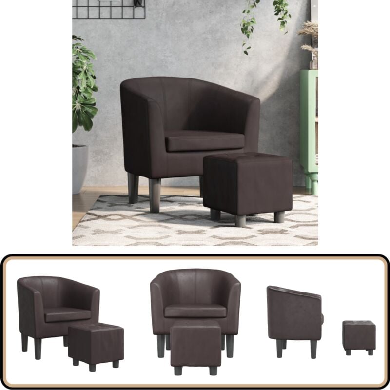 Fauteuil avec repose-pied marron similicuir - Fauteuil Convertible - Fauteuil Relax - Fauteuils Modernes - Meubles Salon - Canapé Lit