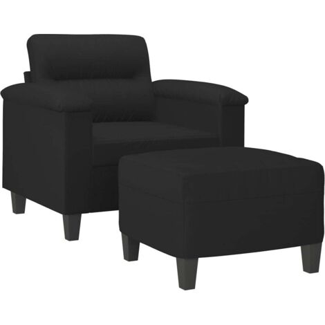 Fauteuil avec repose-pied Noir 60 cm Tissu microfibre vidaXL