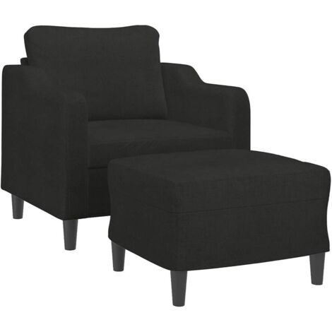 Fauteuil avec repose-pied Noir 60 cm Tissu vidaXL