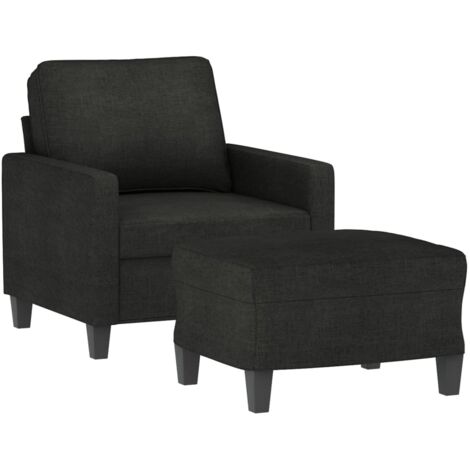 Fauteuil avec repose-pied Noir 60 cm Tissu vidaXL197706