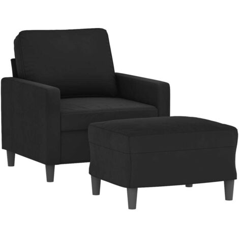 Fauteuil avec repose-pied Noir 60 cm Velours vidaXL
