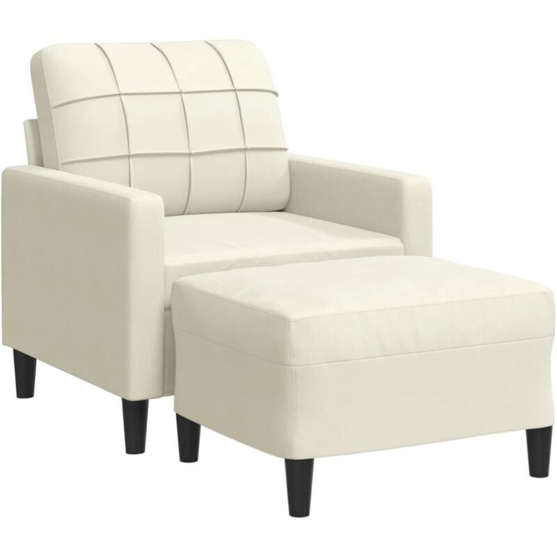 Vidaxl - Fauteuil avec repose-pied Crème 60 cm Velours