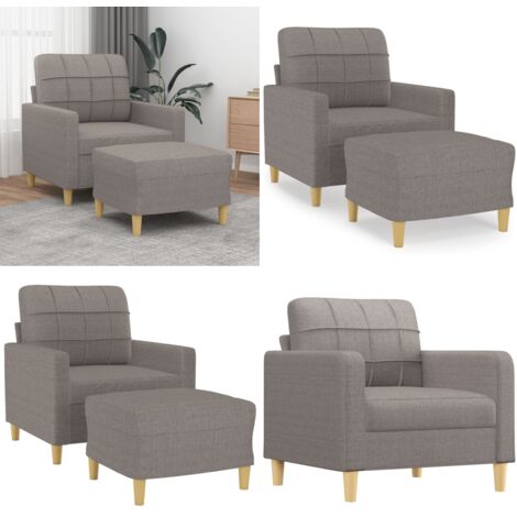 Fauteuil avec repose-pied Taupe 60 cm Tissu - Canapé avec repose-pied - Fauteuil taupe