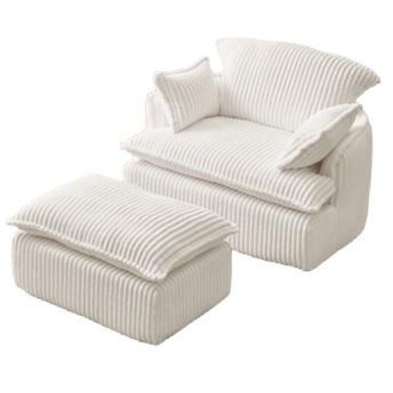 Fauteuil enfant pliable en velours côtelé blanc – Confort luxe avec oreiller doux – Design minimaliste moderne – Dimensions non spécifiées
