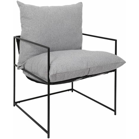 Fauteuil avec structure en métal et coussin en tissu ELLA