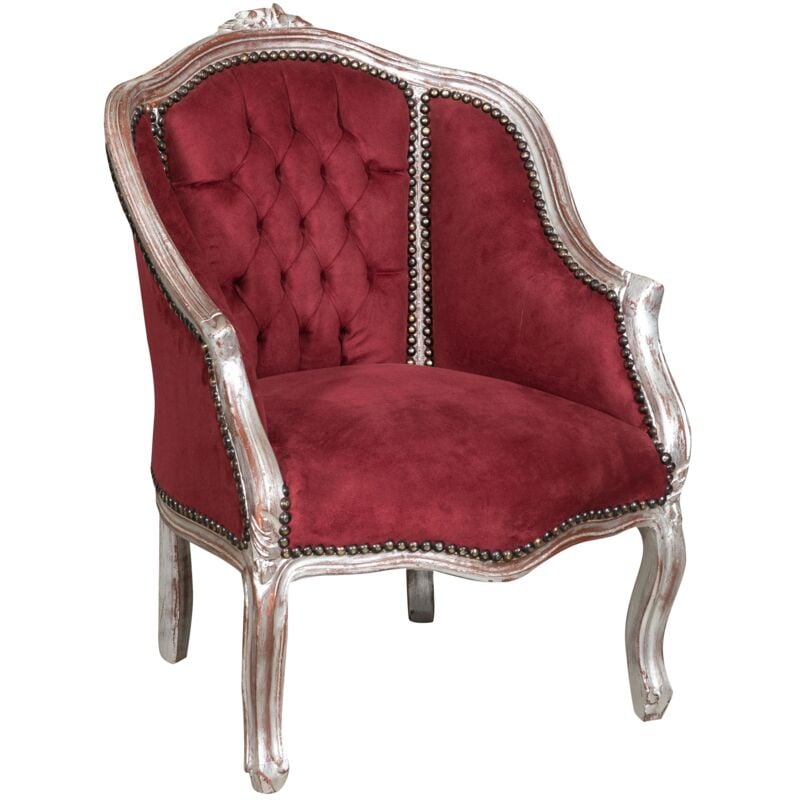 Fauteuil baroque 63x80x57 cm Fauteuil de salon rembourré Chaises Louis xvi Fauteuil de chambre en velours de style français