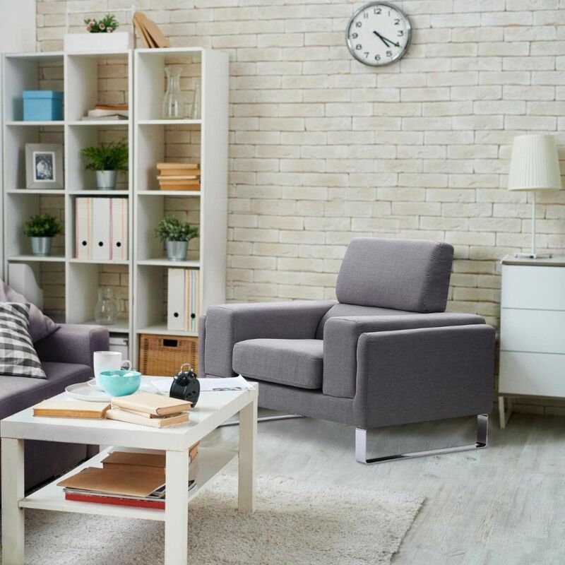 Fauteuil Barth Tissu Gris clair