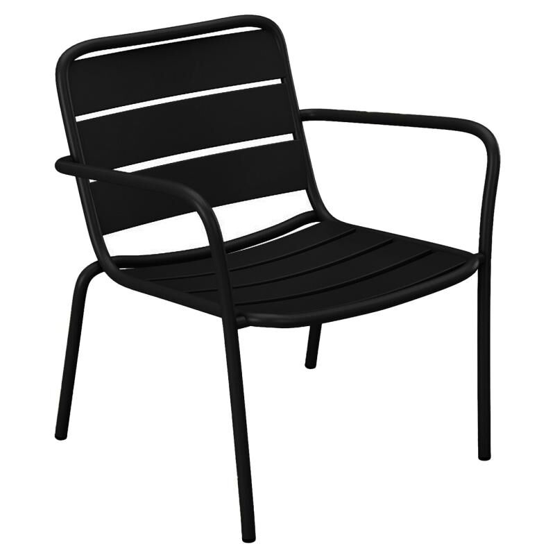 Vente-unique - Fauteuil bas de jardin empilable en métal - Noir - mirmande de mylia