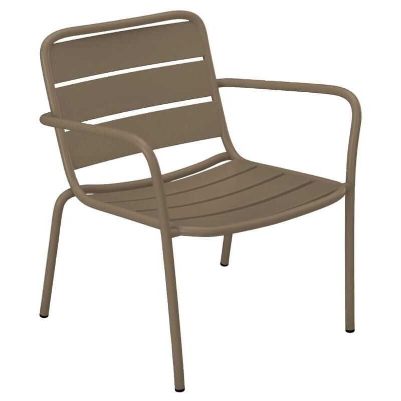 Vente-unique - Fauteuil bas de jardin empilable en métal - Taupe - mirmande de mylia