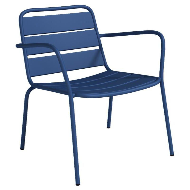 Fauteuil bas de jardin empilable en métal - Bleu nuit - MIRMANDE de MYLIA