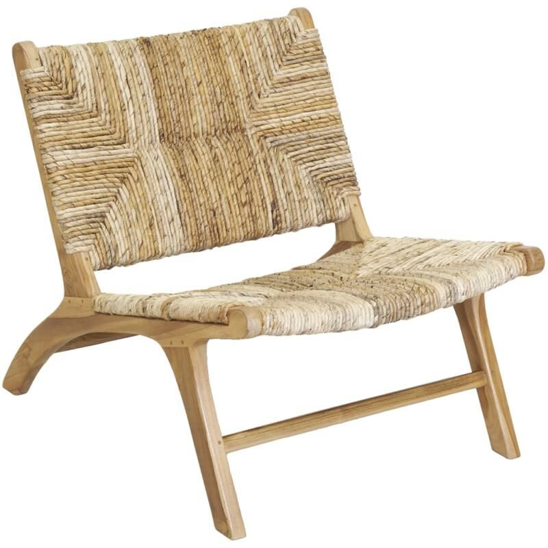 Aubry Gaspard - Fauteuil bas en teck naturel et bananier