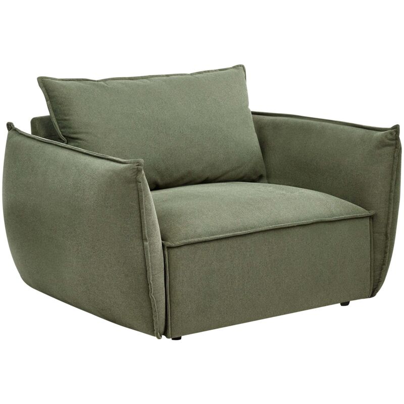 Beliani - Fauteuil Bas Moderne Assise Profonde et Large Dossier Douillet Rembourré en Tissu Vert Kunes
