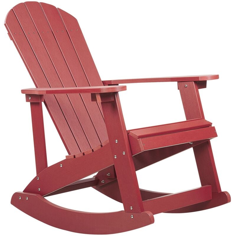 Fauteuil à Bascule de Jardin avec Lattes en Bois Synthétique Rouge Adirondack