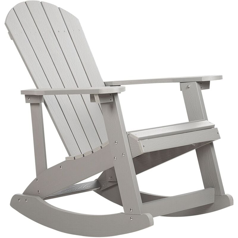 Fauteuil Bascule de Jardin à Lattes en Bois Synthétique Gris Clair Adirondack