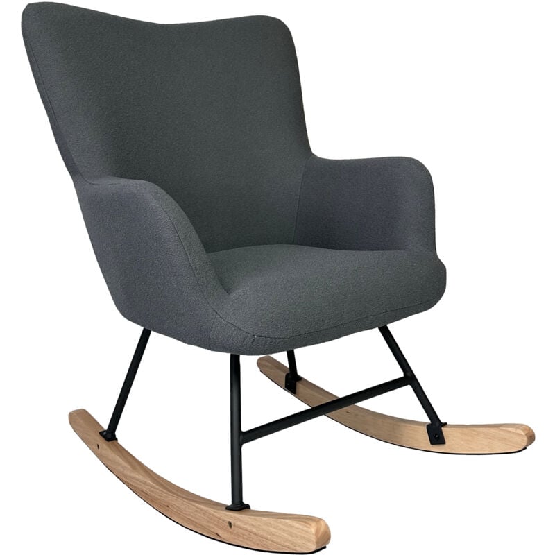 Happy Garden - Fauteuil à bascule en tissu boucle gris kaira