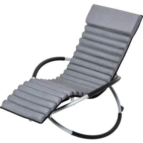 Fauteuil bascule gris foncé, 145x74x86 cm, métal texteline sphérique, ergonomique 2-en-1.