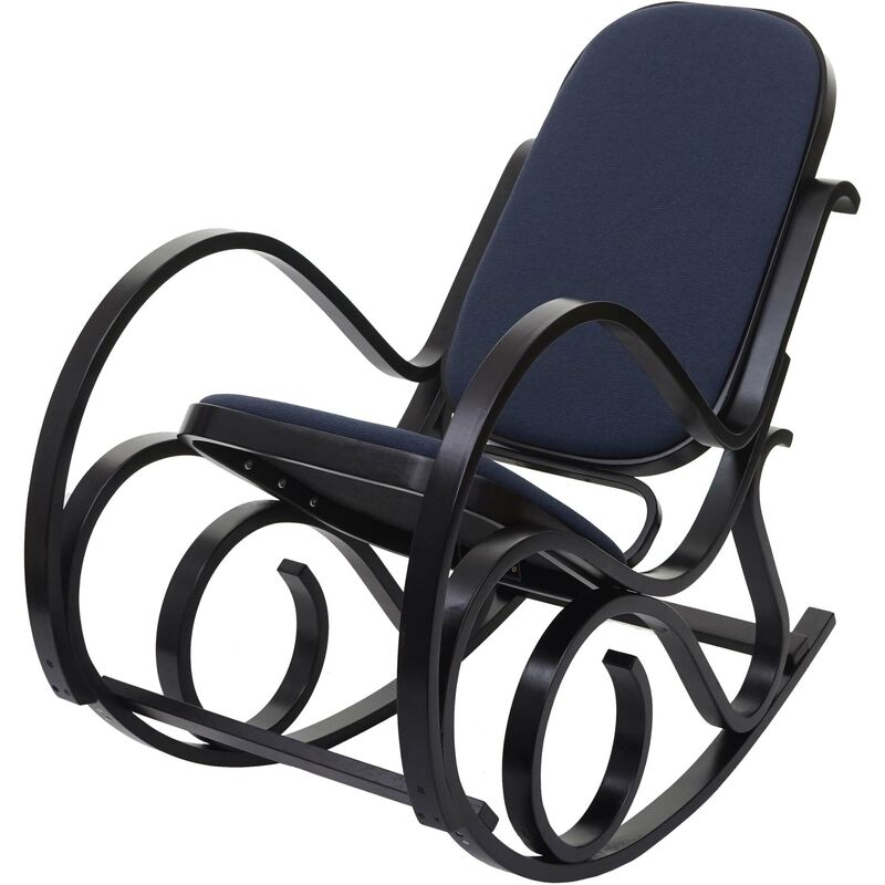 Décoshop26 - Fauteuil à bascule rocking chair en bois foncé assise en tissu gris anthracite FAB04031