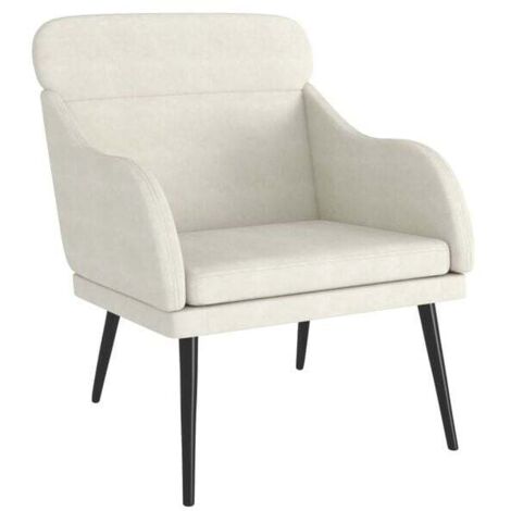 Fauteuil beige, dimensions 63x76x80 cm, revêtement en velours.