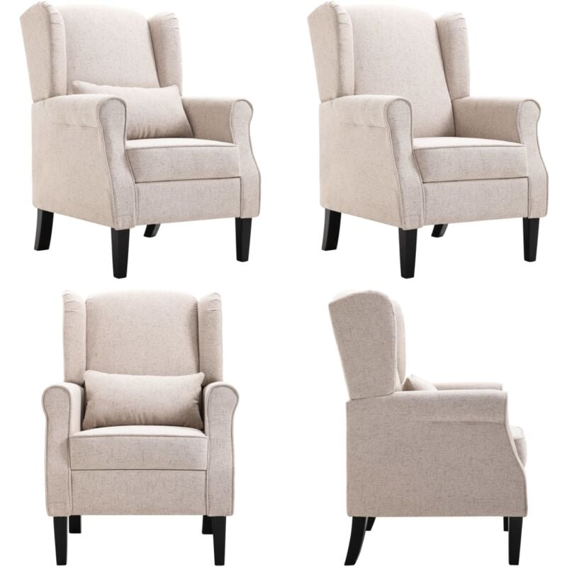 Fauteuil beige tissu - Fauteuil Beige - Chaise Confort - Fauteuils Design - Mobilier Intérieur - Chaise Salle à Manger - Home & Living