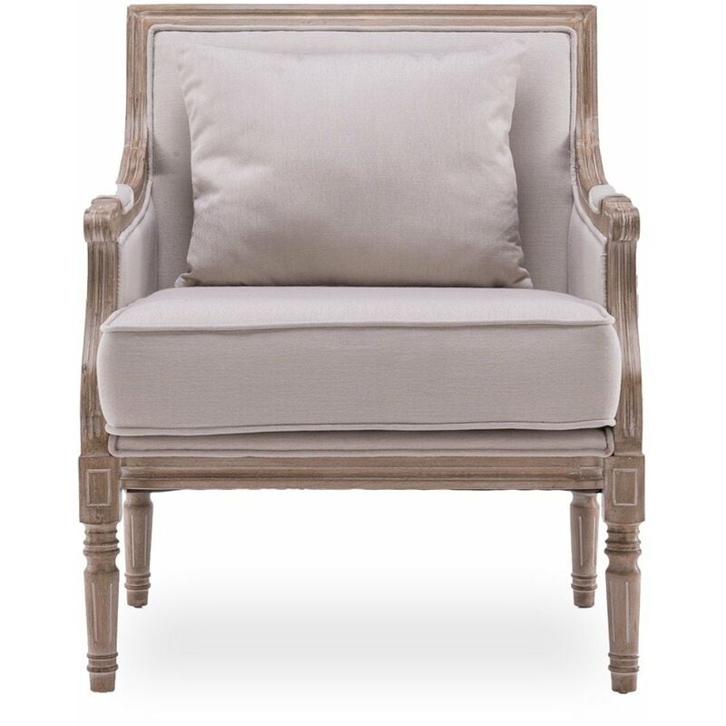 intensedeco - fauteuil bergère ambroise style louis xvi tissu beige - beige