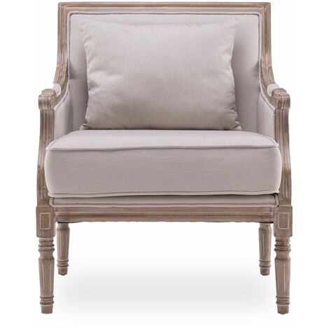 Intensedeco – Fauteuil relax bergère Ambroise style Louis XVI – Tissu polyester beige – Dimensions 69x74x89cm – Confort optimal pour salons et chambres