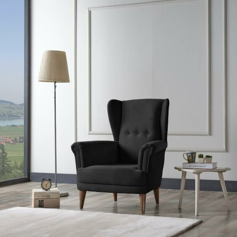 Webmarketpoint - Fauteuil bergère tissu olive gris foncé